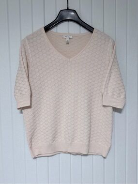 Ella Moss Light Pink V-Neck Short Sleeve Knit Sweater